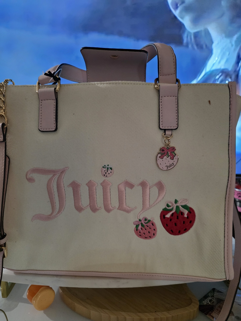 Juicy Couture Pink & Cream Strawberry Tote Bag